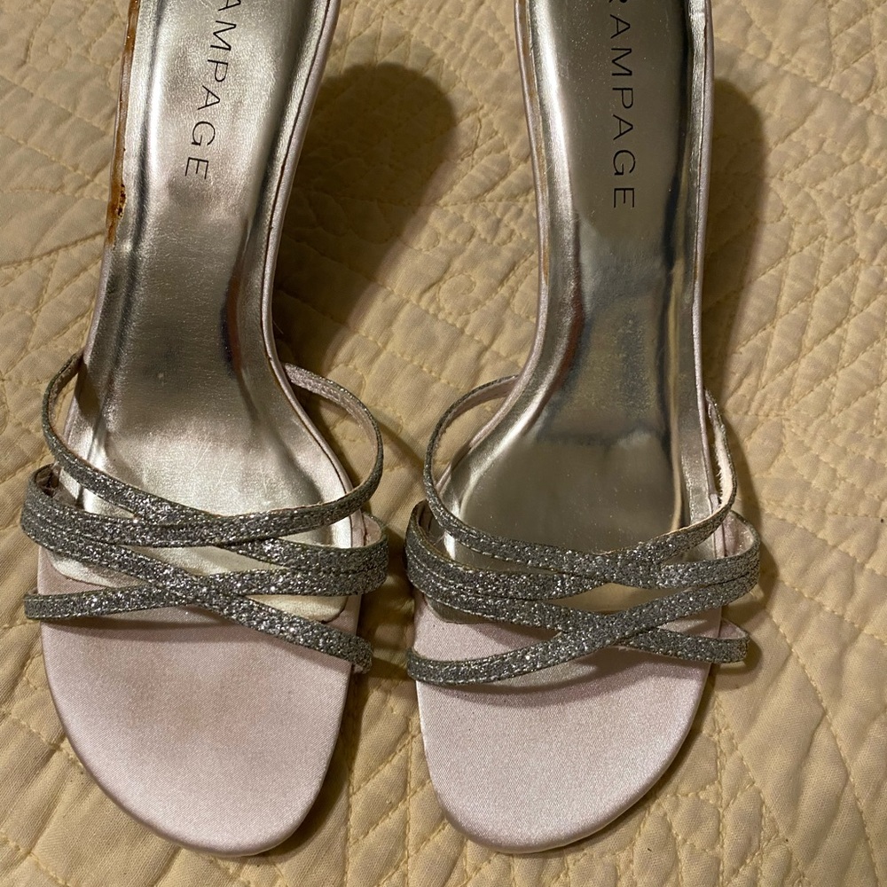 Rampage Metallic Silver Strappy Heels